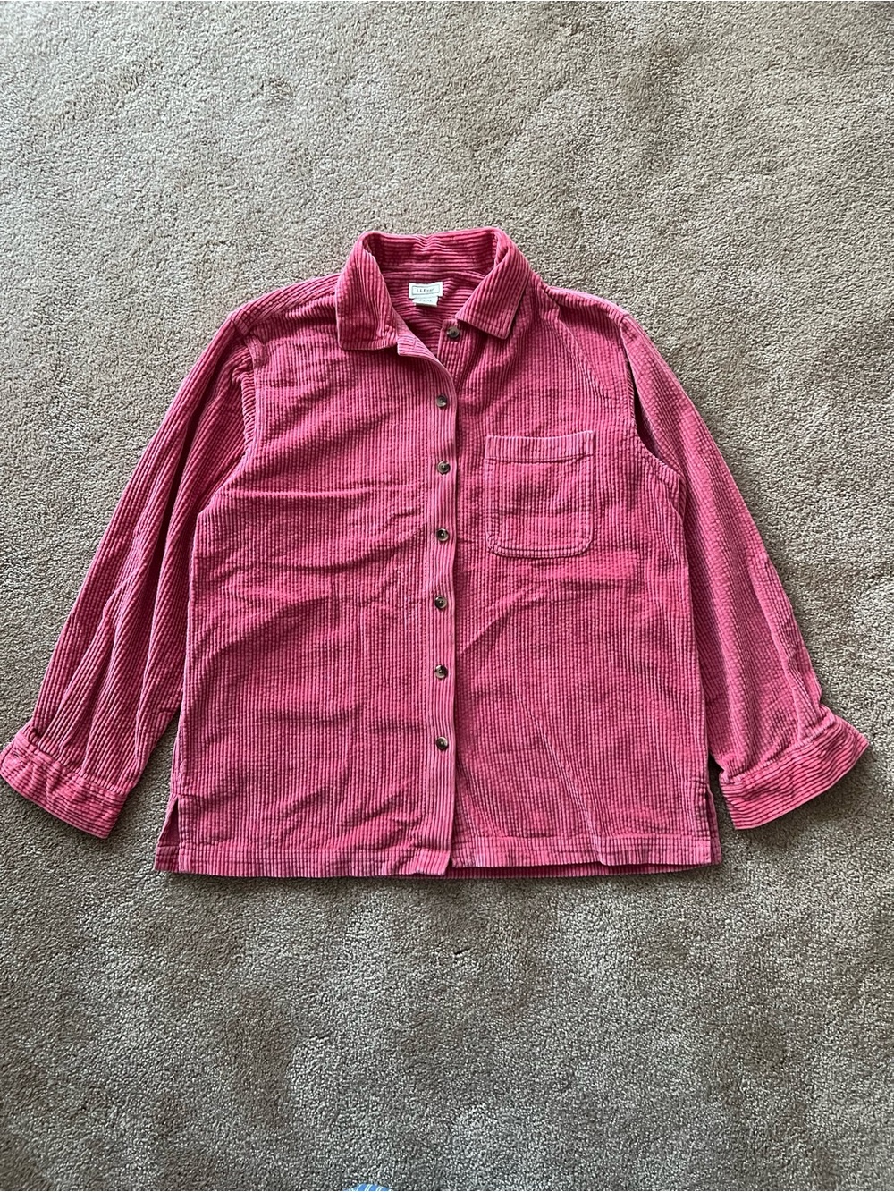 Vintage Corduroy Button Down Shirt Red Medium